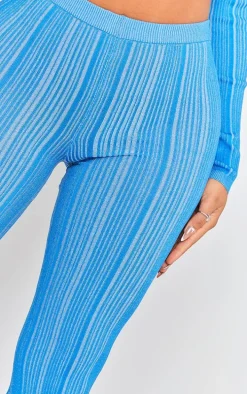 Shape Blue Contrast Knit Skinny Flare Pants