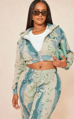 Shape Blue Cropped Camo Hoodie