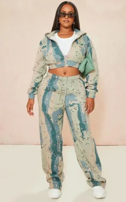 Shape Blue Cropped Camo Hoodie