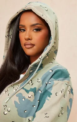 Shape Blue Cropped Camo Hoodie