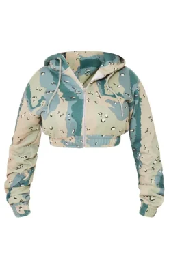 Shape Blue Cropped Camo Hoodie
