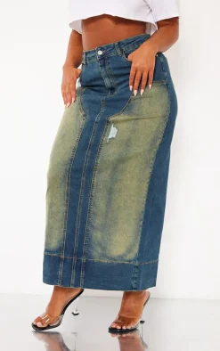 Shape Blue Denim Washed Maxi Skirt