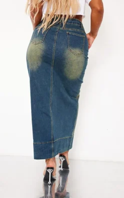 Shape Blue Denim Washed Maxi Skirt