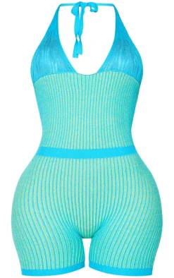 Shape Blue Knit Underbust Detail Unitard