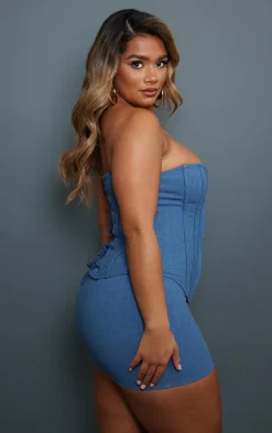 Shape Blue Lace Up Back Woven Corset