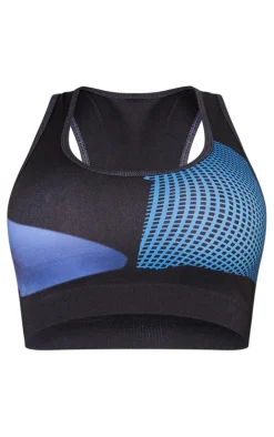 Shape Blue Printed Seamless High Front Crop Top