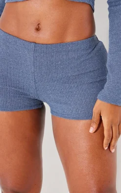 Shape Blue Rib Marl Hot Pants