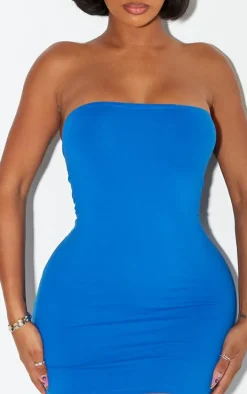 Shape Blue Sculpted Bandeau Bodycon Dress