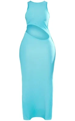 Shape Blue Textured Cut Out Maxi Dress