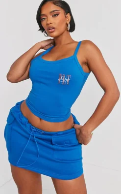 Shape Blue Toggle Waist Pocket Detail Mini Skirt