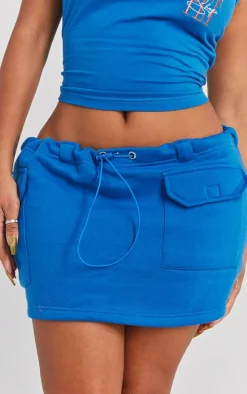 Shape Blue Toggle Waist Pocket Detail Mini Skirt