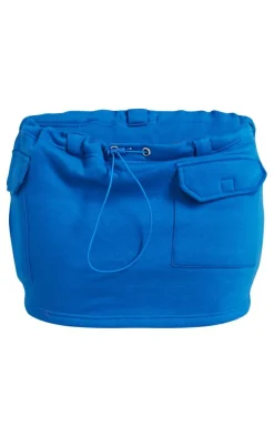 Shape Blue Toggle Waist Pocket Detail Mini Skirt