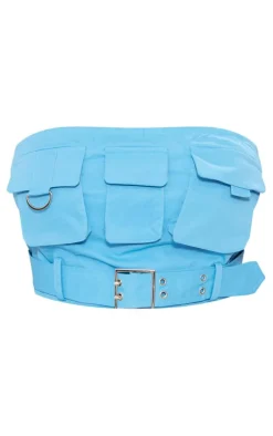 Shape Blue Twill Buckle Detail Cargo Bandeau