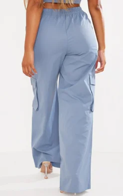 Shape Blue Twill Elasticated Waist Wide Leg Cargo's