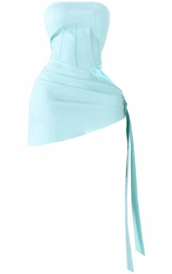 Shape Blue Woven Corset Detail Tie Side Bodycon Dress