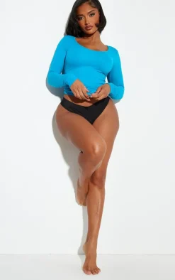 Shape Bright Blue Stretch Seamless Long Sleeve Longline Top