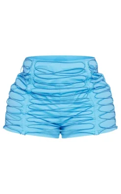 Shape Bright Blue Woven Lace Up Detail Shorts