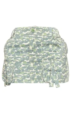 Shape Bright Green Pixel Camo Printed Pocket Mini Skirt