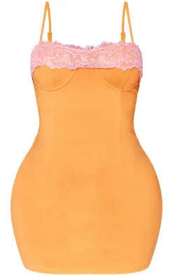 Shape Bright Orange Lace Cup Sculpted Bodycon Dress