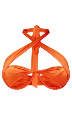 Shape Bright Orange Underwire Halterneck Cut Out Bralet