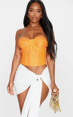 Shape Bright Orange Woven Lace Bandeau Corset