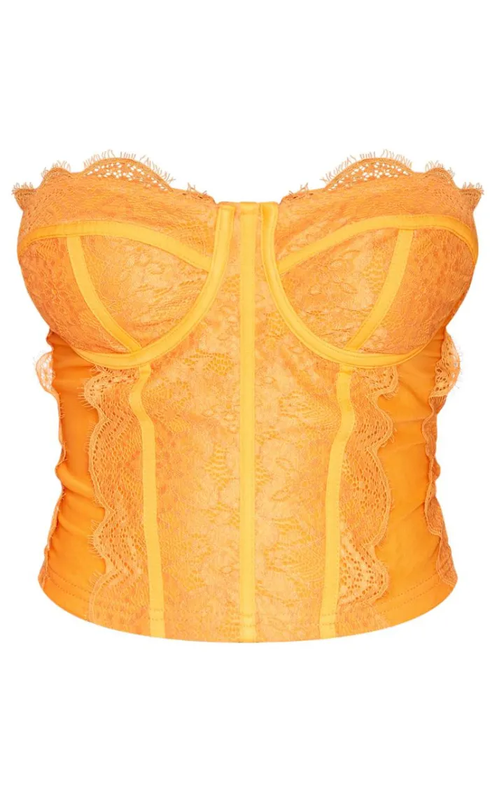 Shape Bright Orange Woven Lace Bandeau Corset