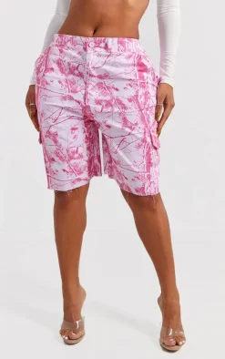 Shape Bright Pink Camo Longline Shorts