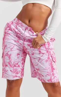 Shape Bright Pink Camo Longline Shorts