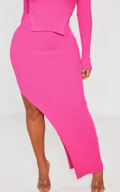 Shape Bright Pink Knit Split Side Detail Midaxi Skirt