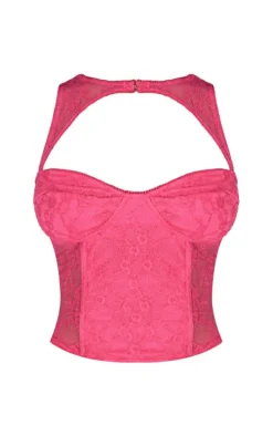 Shape Bright Pink Lace Cut Out Corset