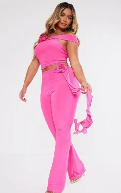 Shape Bright Pink Slinky Rose High Waist Flare Pants