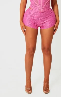 Shape Bright Pink Textured Woven Hot Pants