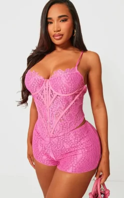 Shape Bright Pink Textured Woven Hot Pants