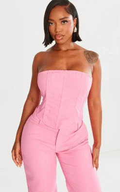 Shape Bright Pink Woven Lace Up Back Corset