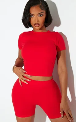 Shape Bright Red Fitted Seamless Shorts