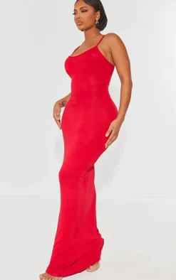 Shape Bright Red Jersey Strappy Maxi Dress