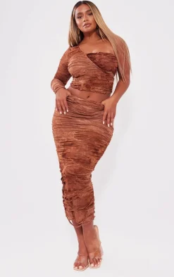 Shape Brown Distressed Maxi Skirt