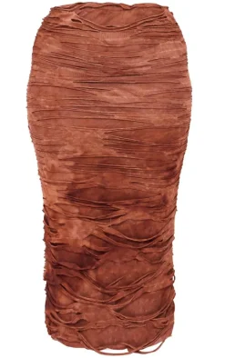 Shape Brown Distressed Maxi Skirt
