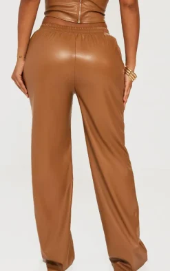Shape Brown Faux Leather Straight Leg Pants