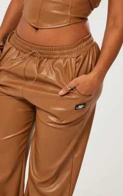 Shape Brown Faux Leather Straight Leg Pants