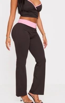 Shape Brown Fold Over Contrast Pants