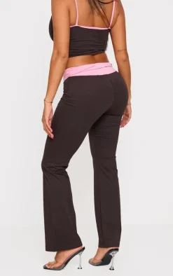 Shape Brown Fold Over Contrast Pants