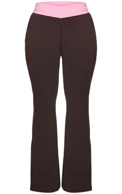 Shape Brown Fold Over Contrast Pants