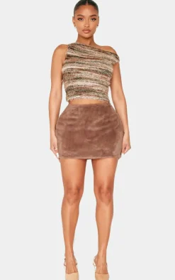 Shape Brown Fur Mini Skirt