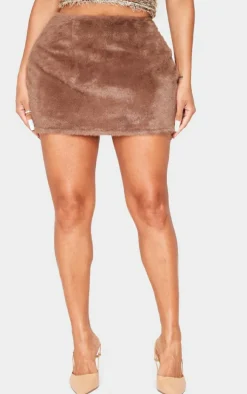 Shape Brown Fur Mini Skirt
