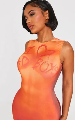 Shape Brown Printed Body Print Racer Maxi Dress