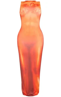 Shape Brown Printed Body Print Racer Maxi Dress