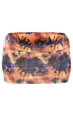 Shape Brown Slinky Abstract Print Micro Mini Skirt