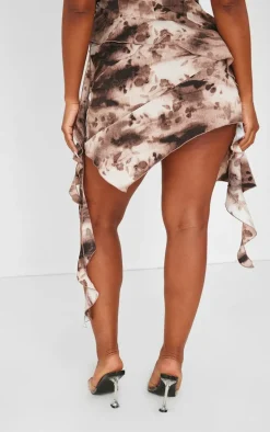 Shape Brown Tie Dye Lace Up Side Mini Skirt