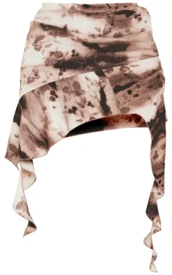 Shape Brown Tie Dye Lace Up Side Mini Skirt